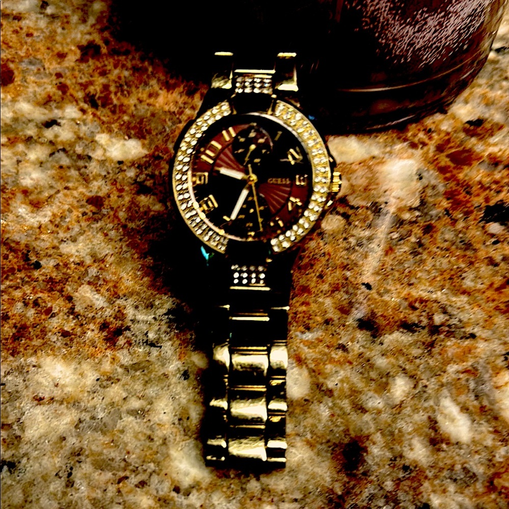 Gold Women's Watch with Crystal Accents